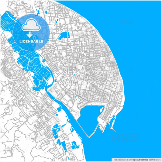 Lhokseumawe, Aceh, Indonesia, city map with high resolution roads.