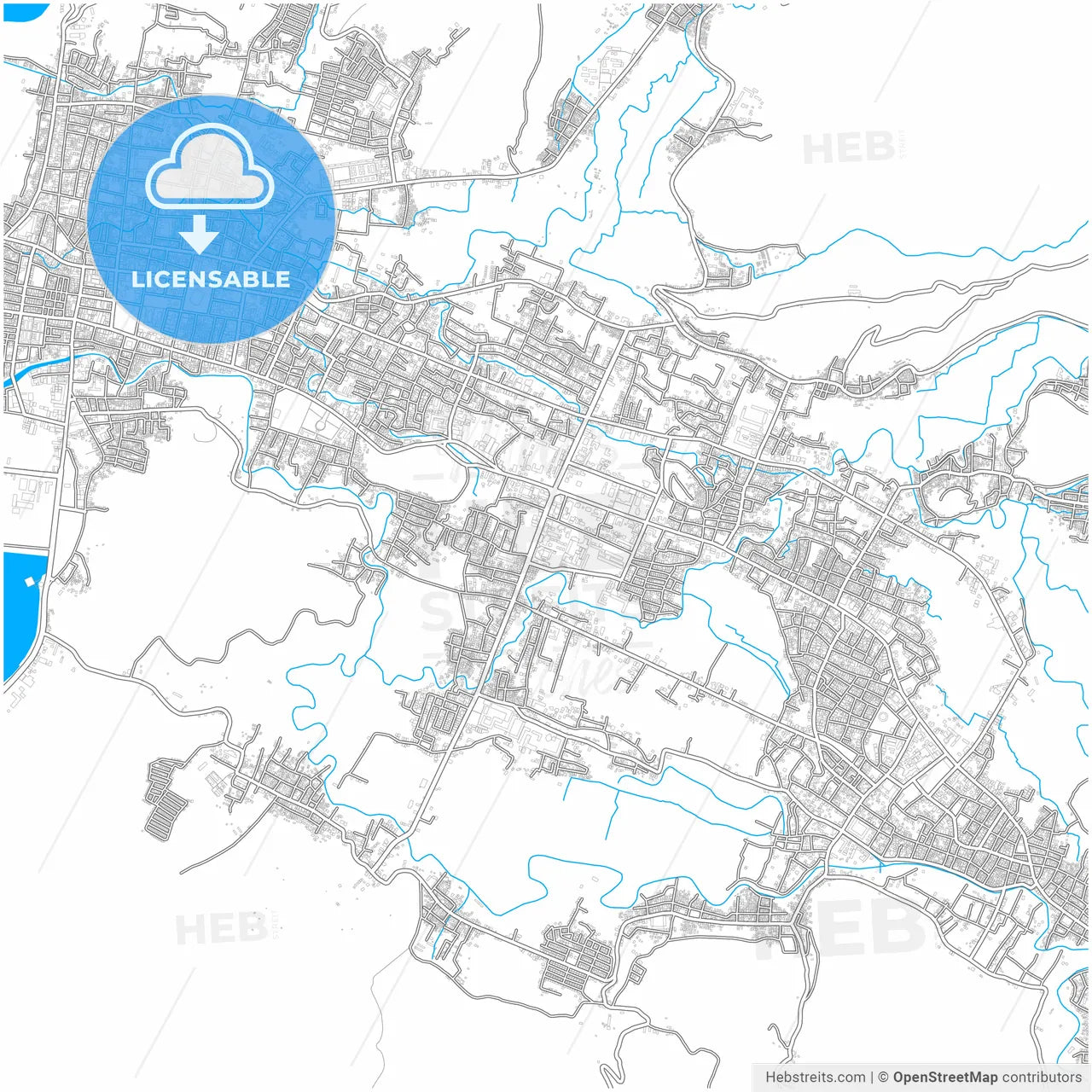 Bima, West Nusa Tenggara, Indonesia, city map with high resolution roads.