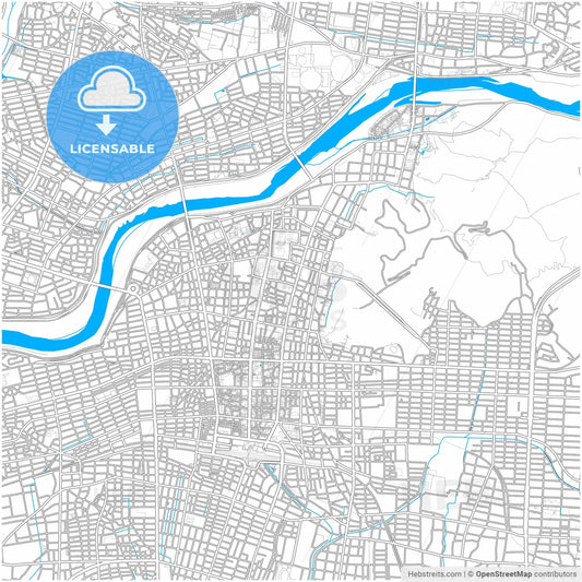 Gifu, Gifu, Japan, city map with high resolution roads.