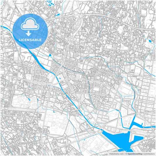 Fuji, Shizuoka, Japan, city map with high resolution roads.