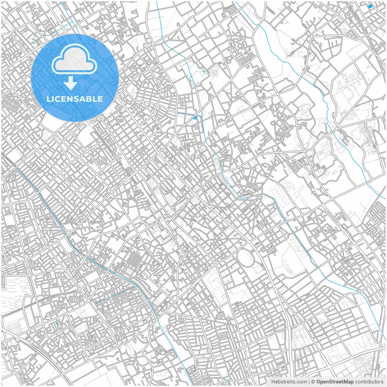 Ageo, Saitama, Japan, city map with high resolution roads.