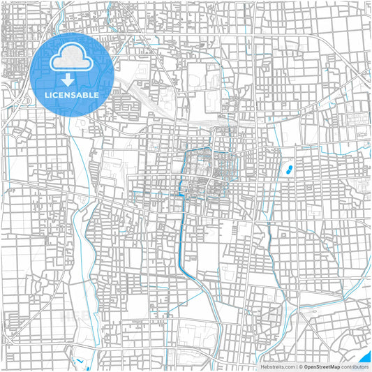 Ōgaki, Gifu, Japan, city map with high resolution roads.