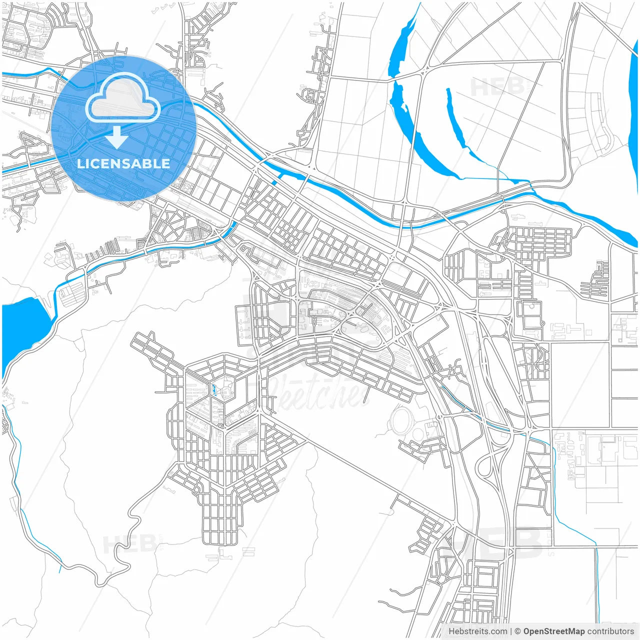 Gumi, North Gyeongsang, South Korea, city map with high resolution roads.