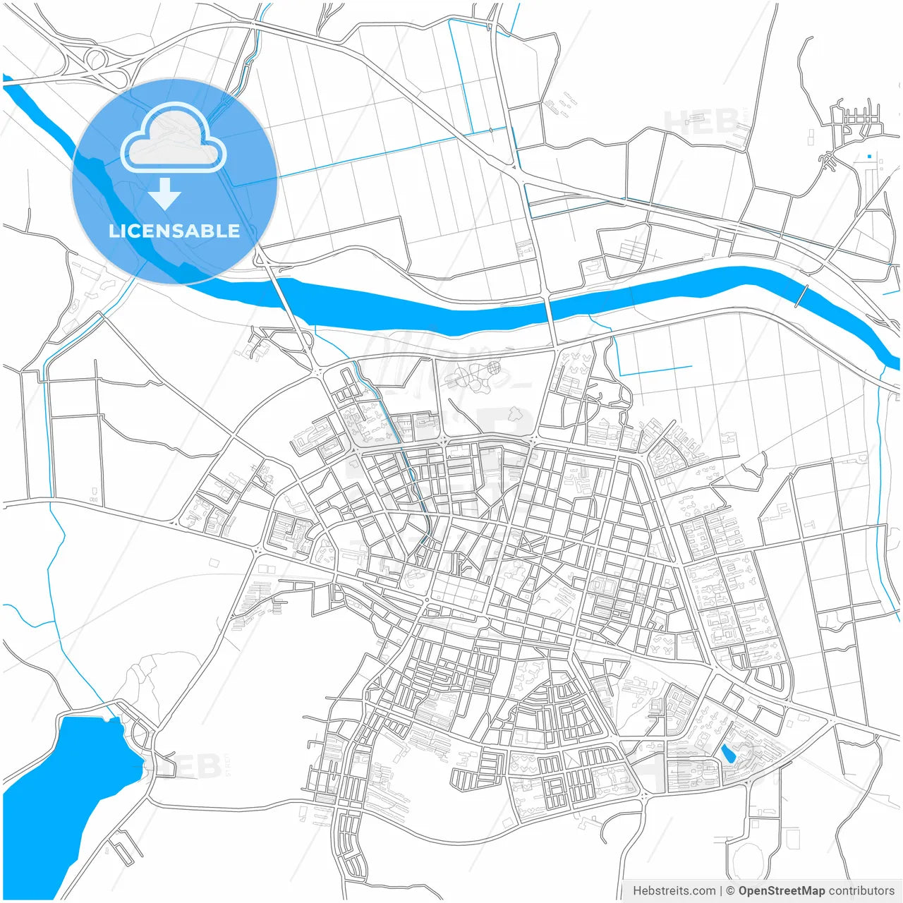 Asan, South Chungcheong, South Korea, city map with high resolution roads.