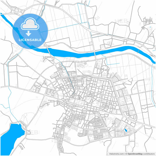 Asan, South Chungcheong, South Korea, city map with high resolution roads.