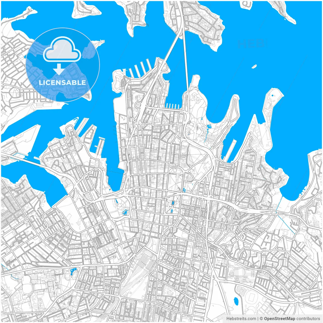 Sydney, New South Wales, Australia, city map with high resolution roads.