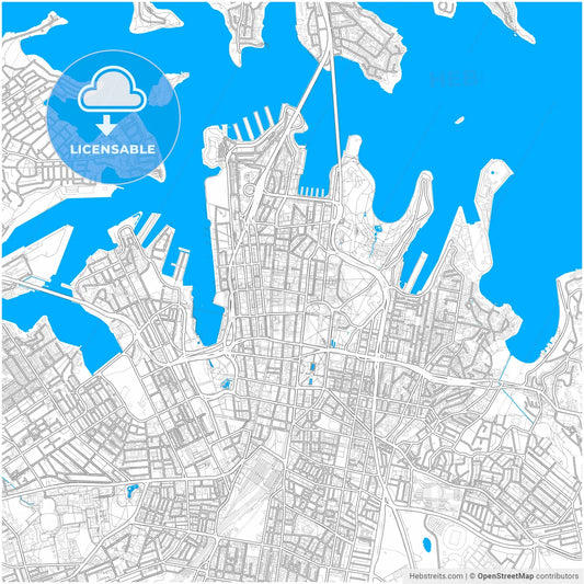 Sydney, New South Wales, Australia, city map with high resolution roads.
