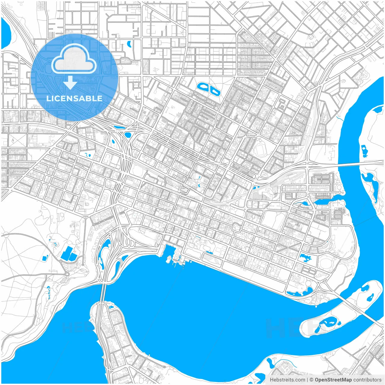 Perth, Western Australia, Australia, city map with high resolution roads.