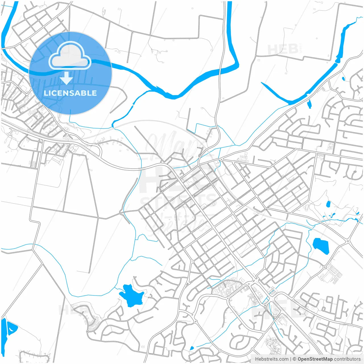 Newcastle–Maitland, New South Wales, Australia, city map with high resolution roads.