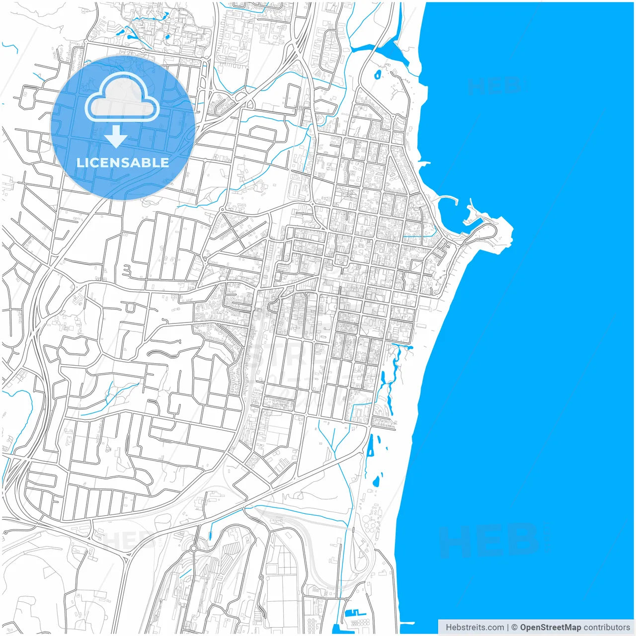 Wollongong, New South Wales, Australia, city map with high resolution roads.