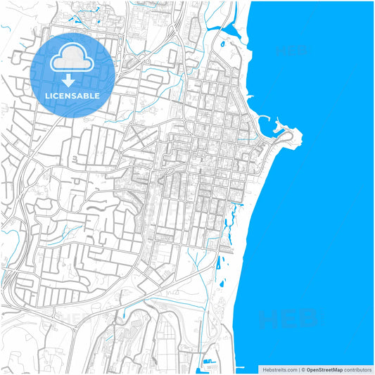 Wollongong, New South Wales, Australia, city map with high resolution roads.