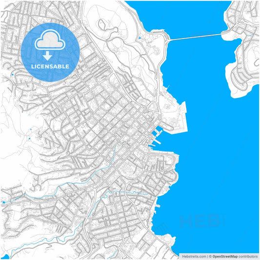 Hobart, Tasmania, Australia, city map with high resolution roads.