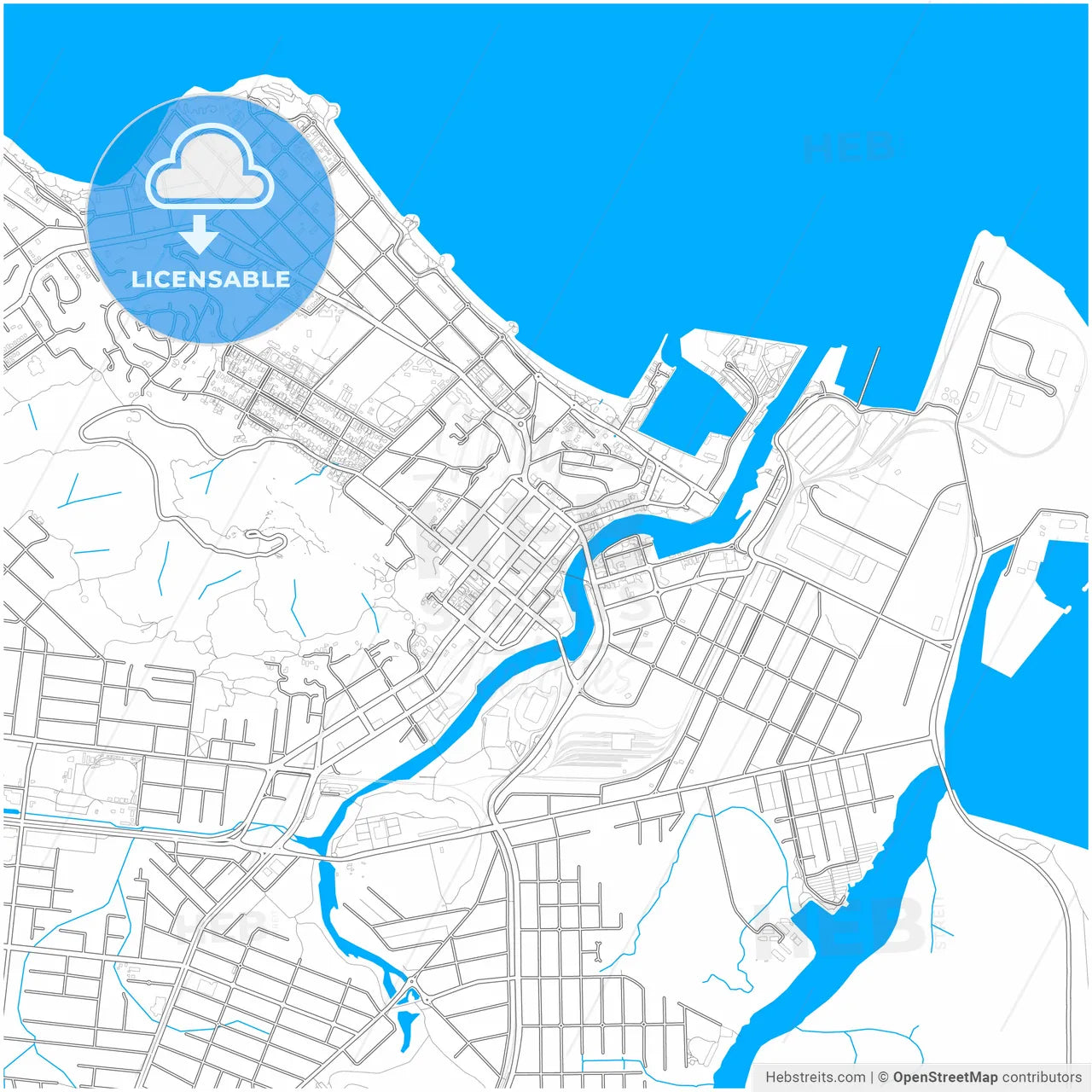 Townsville, Queensland, Australia, city map with high resolution roads.