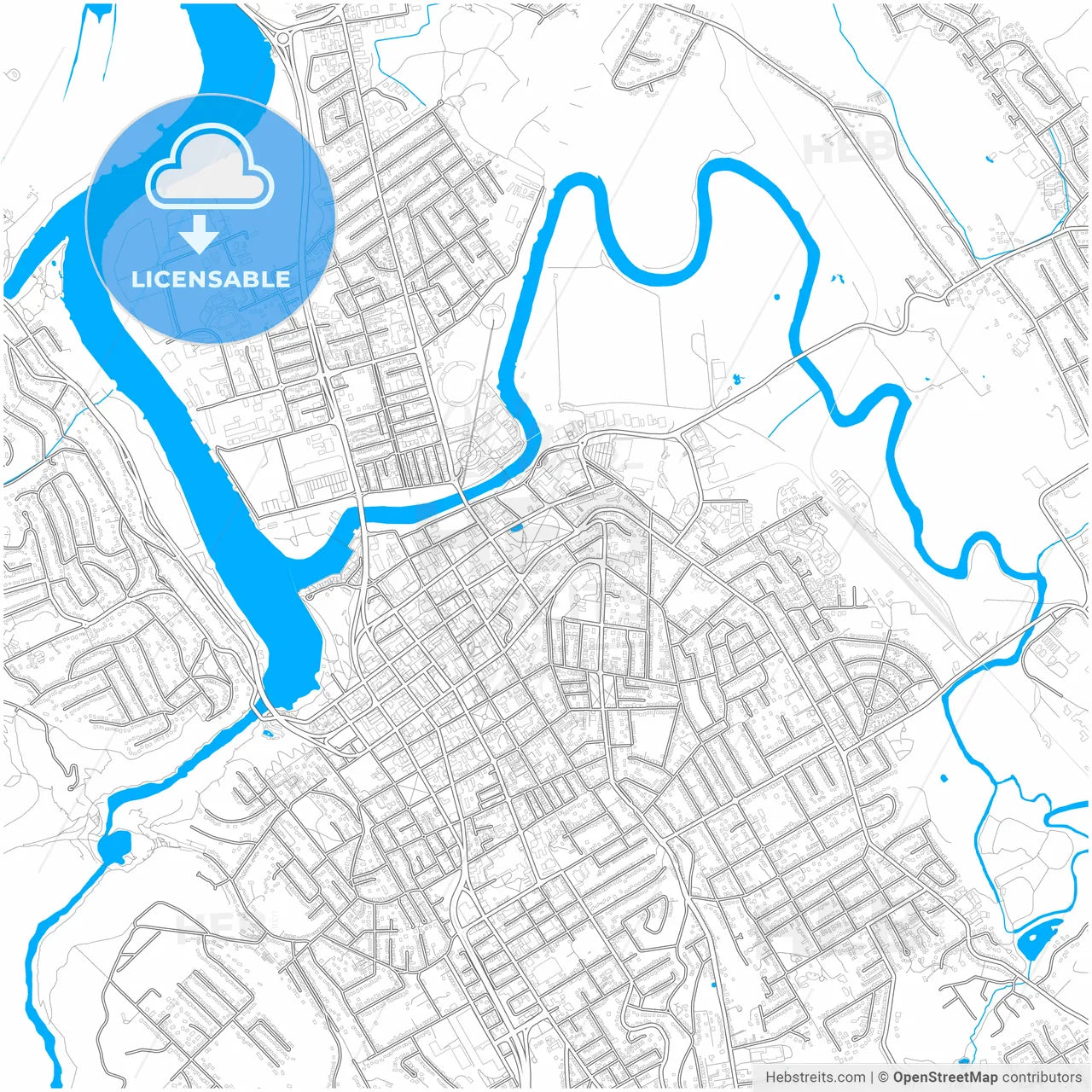 Launceston, Tasmania, Australia, city map with high resolution roads.
