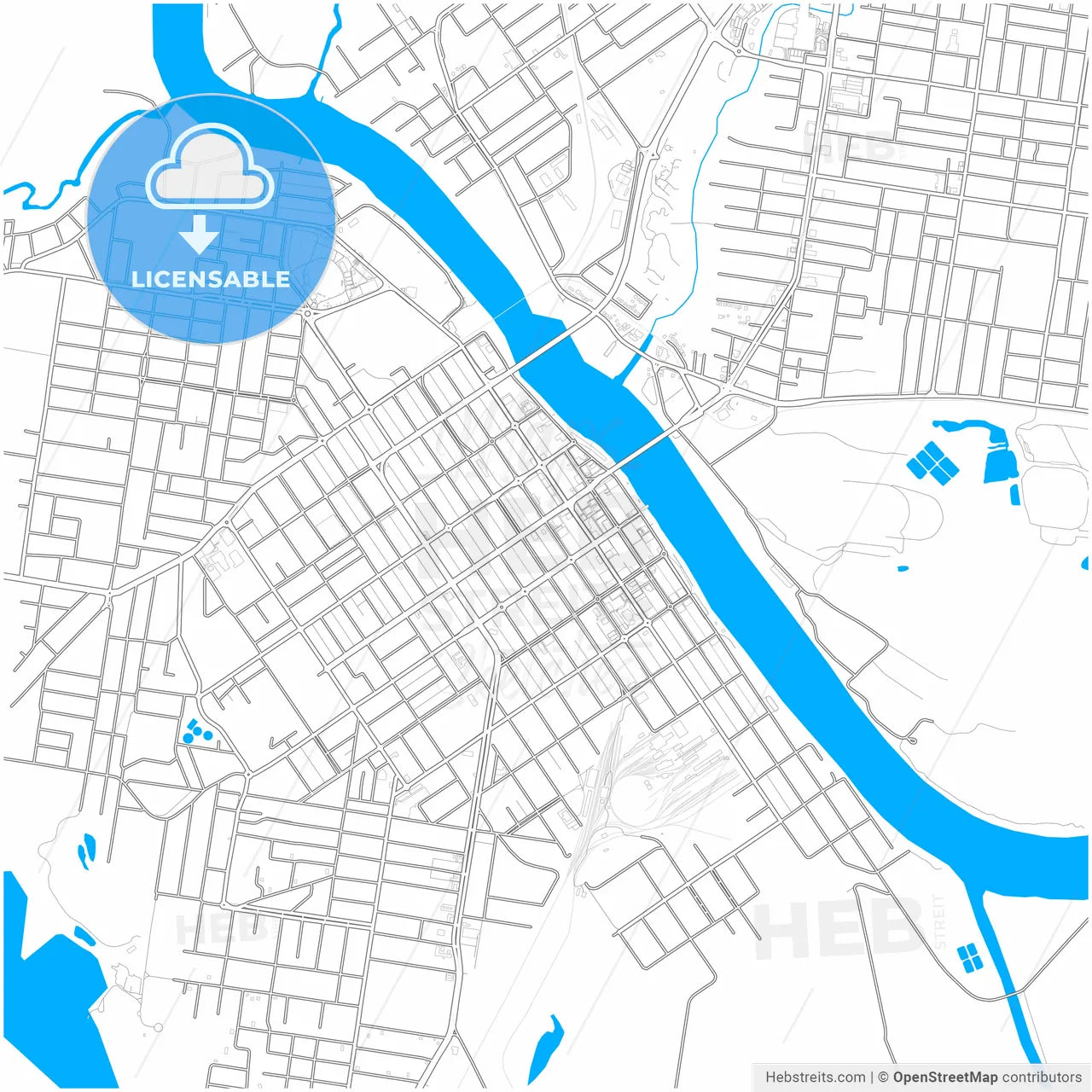 Rockhampton, Queensland, Australia, city map with high resolution roads.