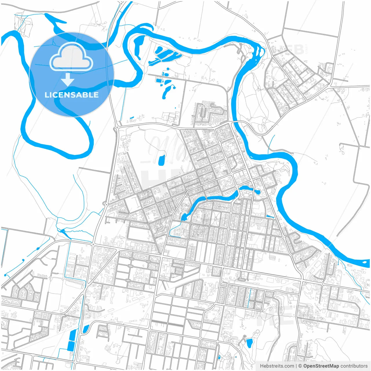 Wagga Wagga, New South Wales, Australia, city map with high resolution roads.