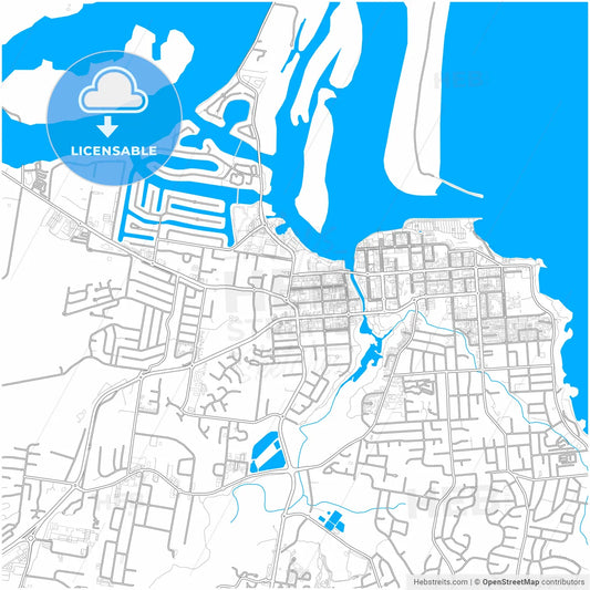Port Macquarie, New South Wales, Australia, city map with high resolution roads.
