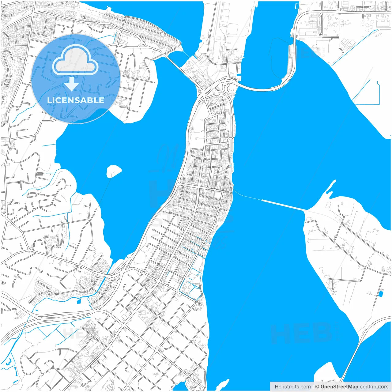 Tauranga, New Zealand, city map with high resolution roads.