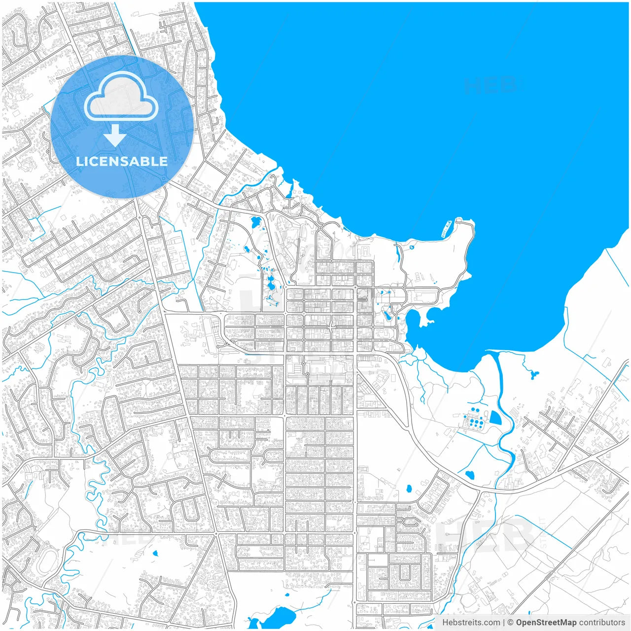 Rotorua, New Zealand, city map with high resolution roads.