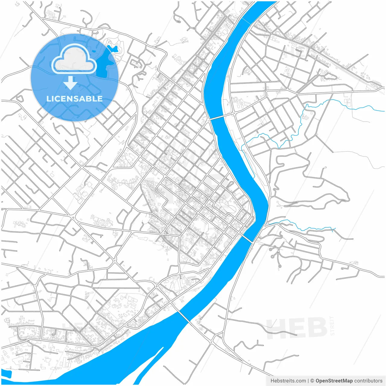 Whanganui, New Zealand, city map with high resolution roads.