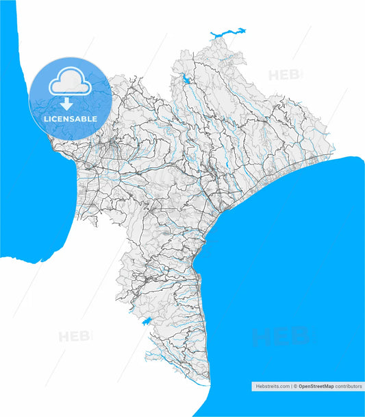 Catanzaro, Calabria, Italy, high resolution vector map - Instant download PDF and JPG