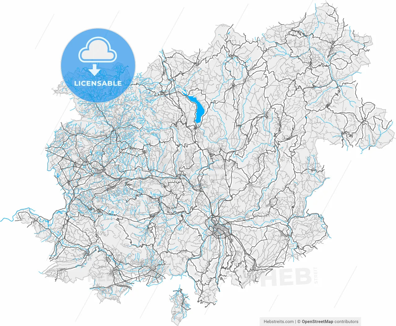 Benevento, Campania, Italy, high resolution vector map - Instant download PDF and JPG