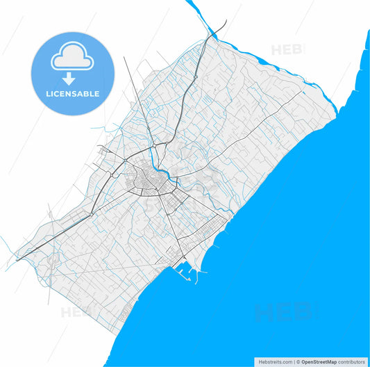 Burriana, Castellón, Spain, high resolution vector map - Instant download PDF and JPG