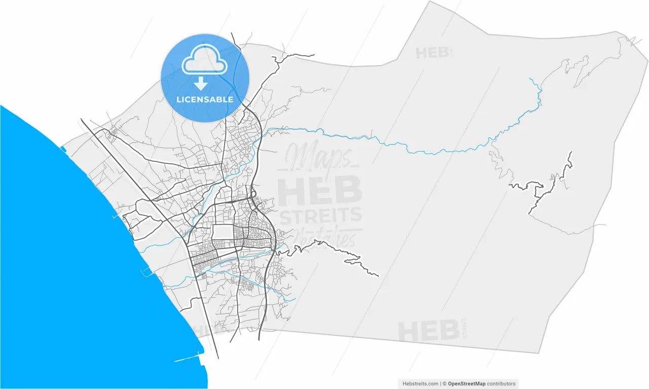 Dörtyol, Hatay, Turkey, high resolution vector map - Instant download PDF and JPG