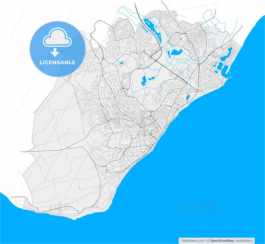 Eastbourne, South East England, England, high resolution vector map - Instant download PDF and JPG
