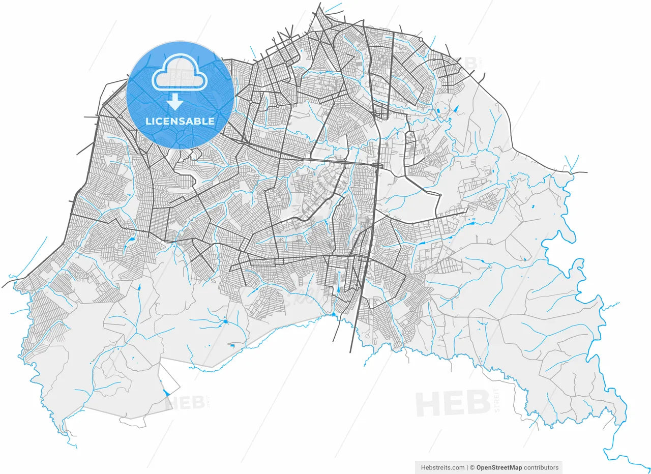 Aparecida de Goiania, Brazil, high resolution vector map - Instant download PDF and JPG