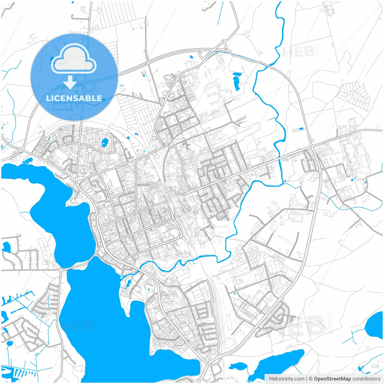 Ełk, Warmian-Masurian, Poland, city map with high resolution roads.