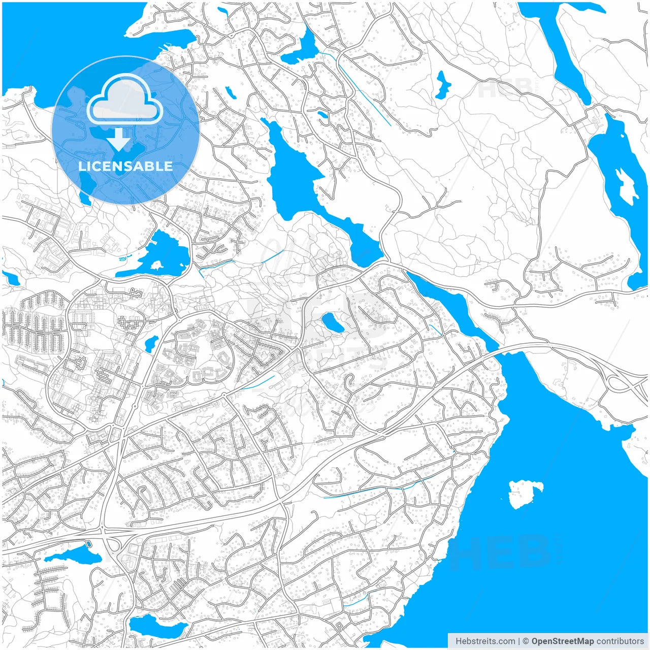 Boo, Sweden, city map with high resolution roads.
