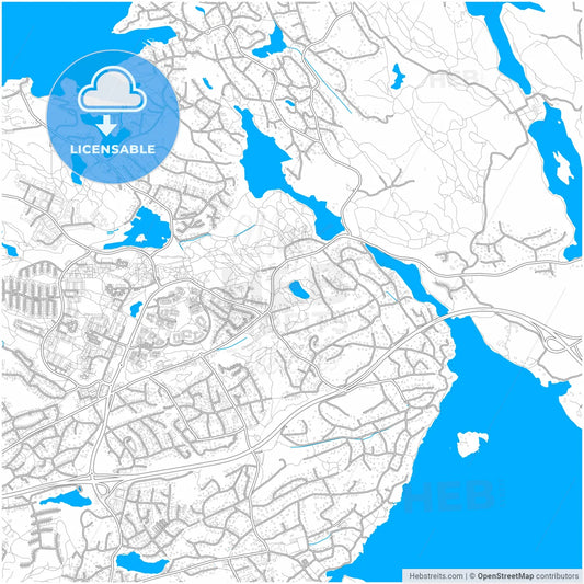Boo, Sweden, city map with high resolution roads.