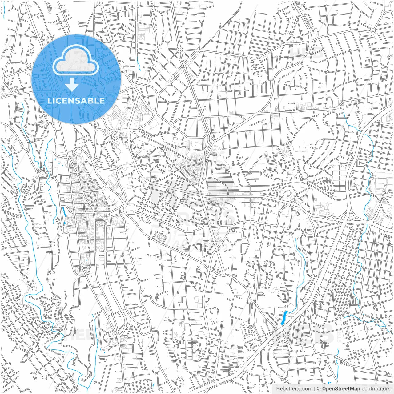 Cuernavaca, Morelos, Mexico, city map with high resolution roads.