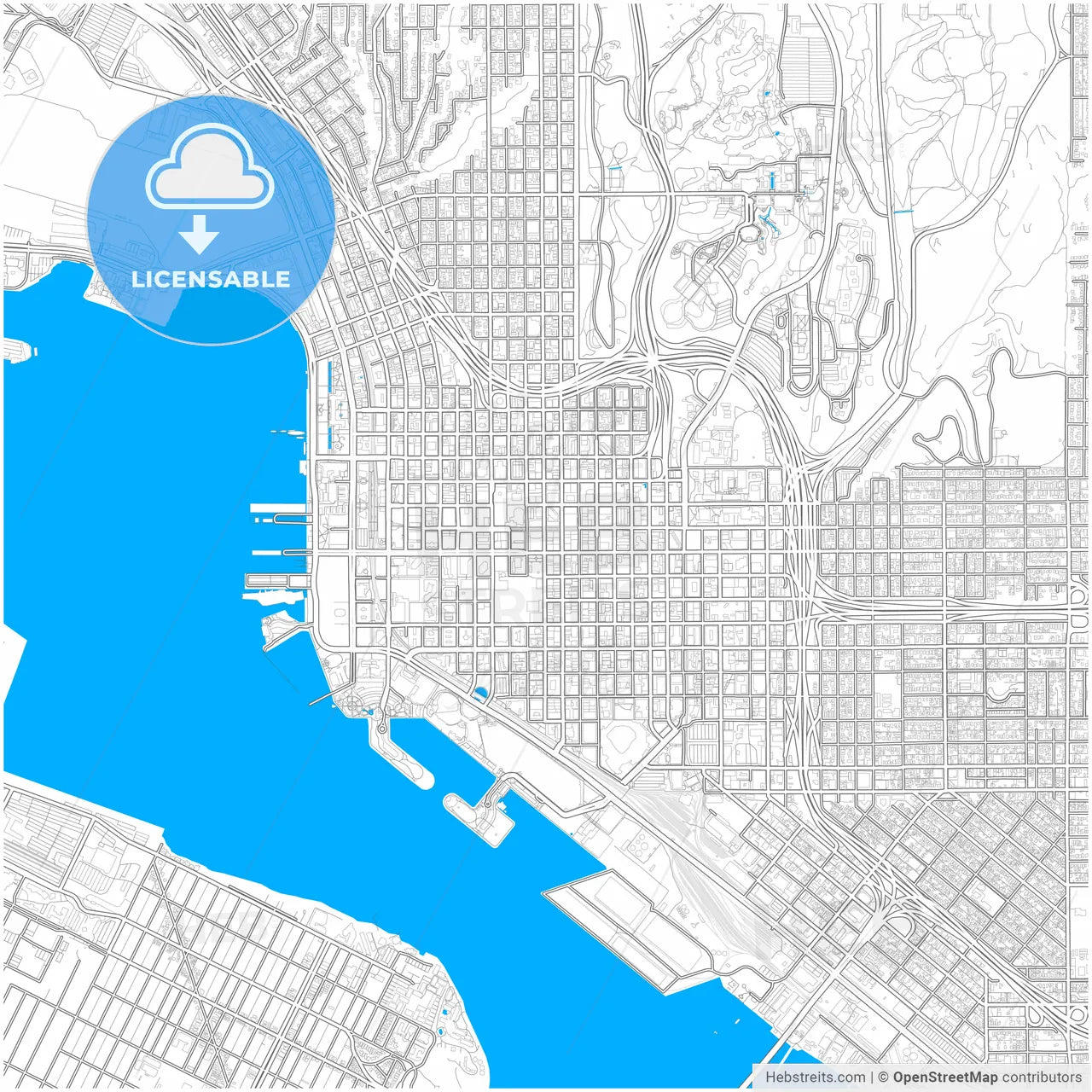San Diego, California, United States, city map with high resolution roads.