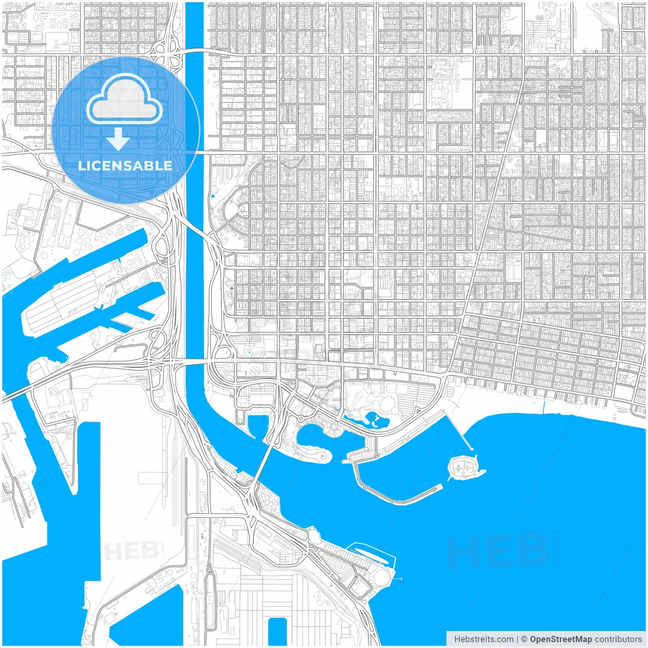 Long Beach, California, United States, city map with high resolution roads.