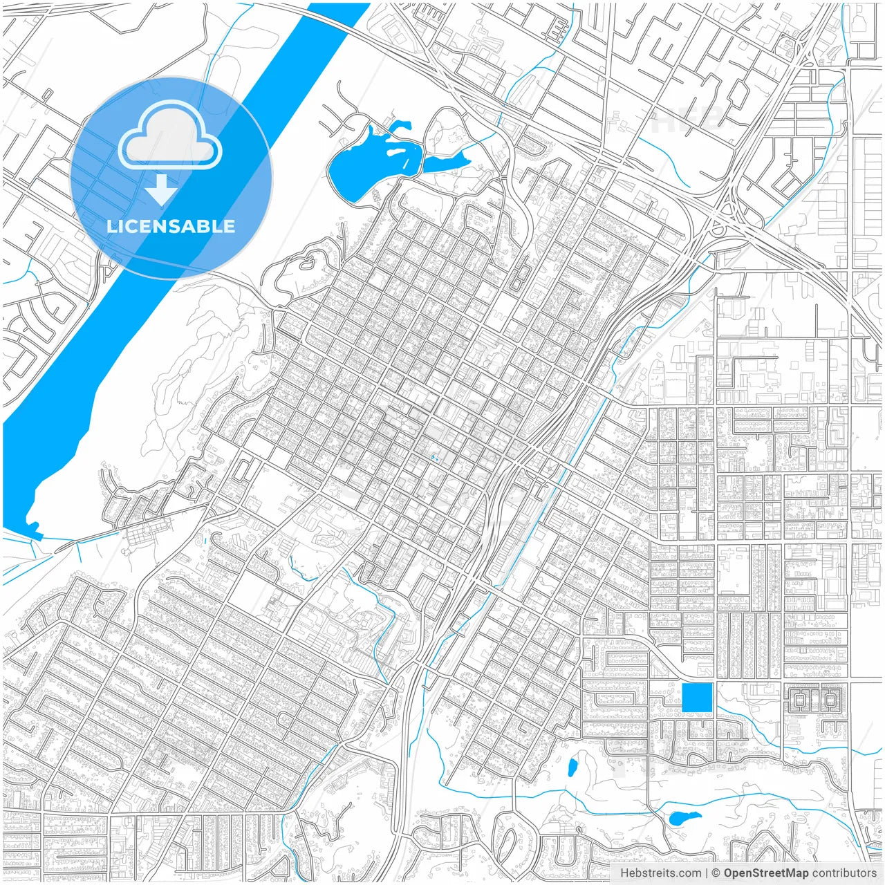 Riverside, California, United States, city map with high resolution roads.