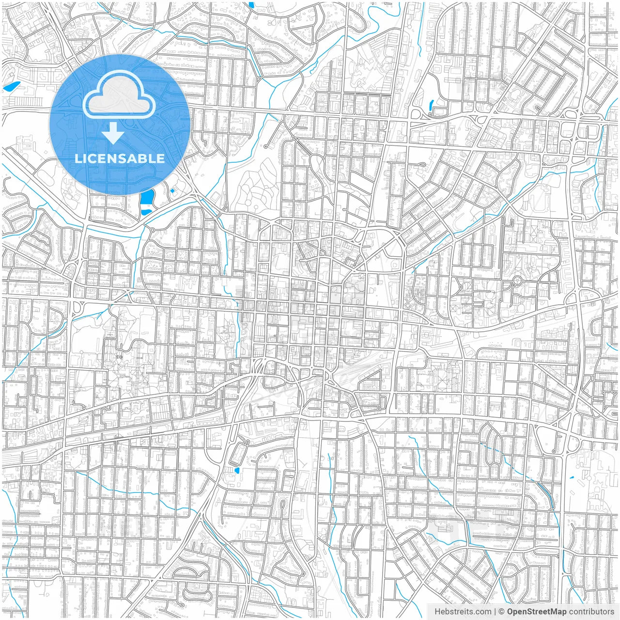 Greensboro, North Carolina, United States, city map with high resolution roads.