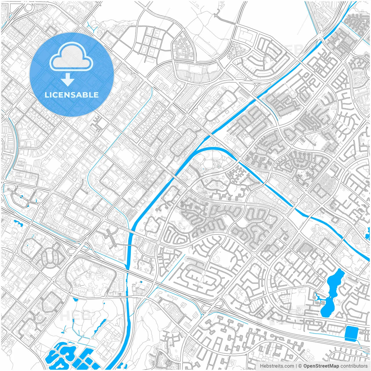 Irvine, California, United States, city map with high resolution roads.