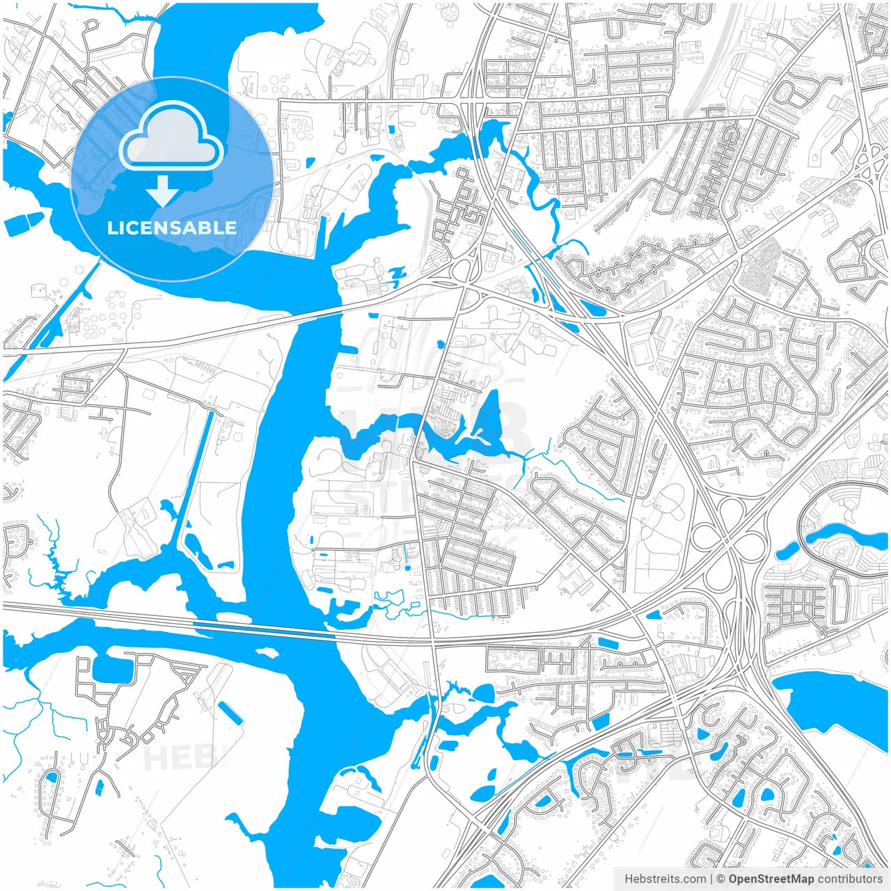 Chesapeake, Virginia, United States, city map with high resolution roads.