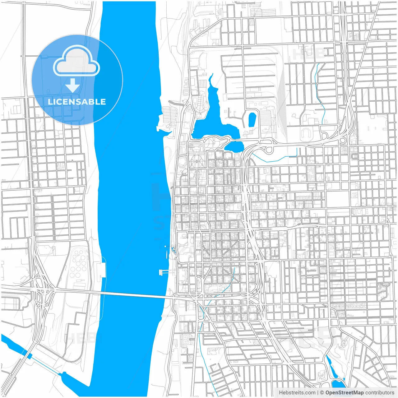 Baton Rouge, Louisiana, United States, city map with high resolution roads.