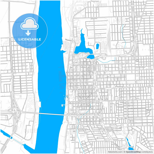 Baton Rouge, Louisiana, United States, city map with high resolution roads.