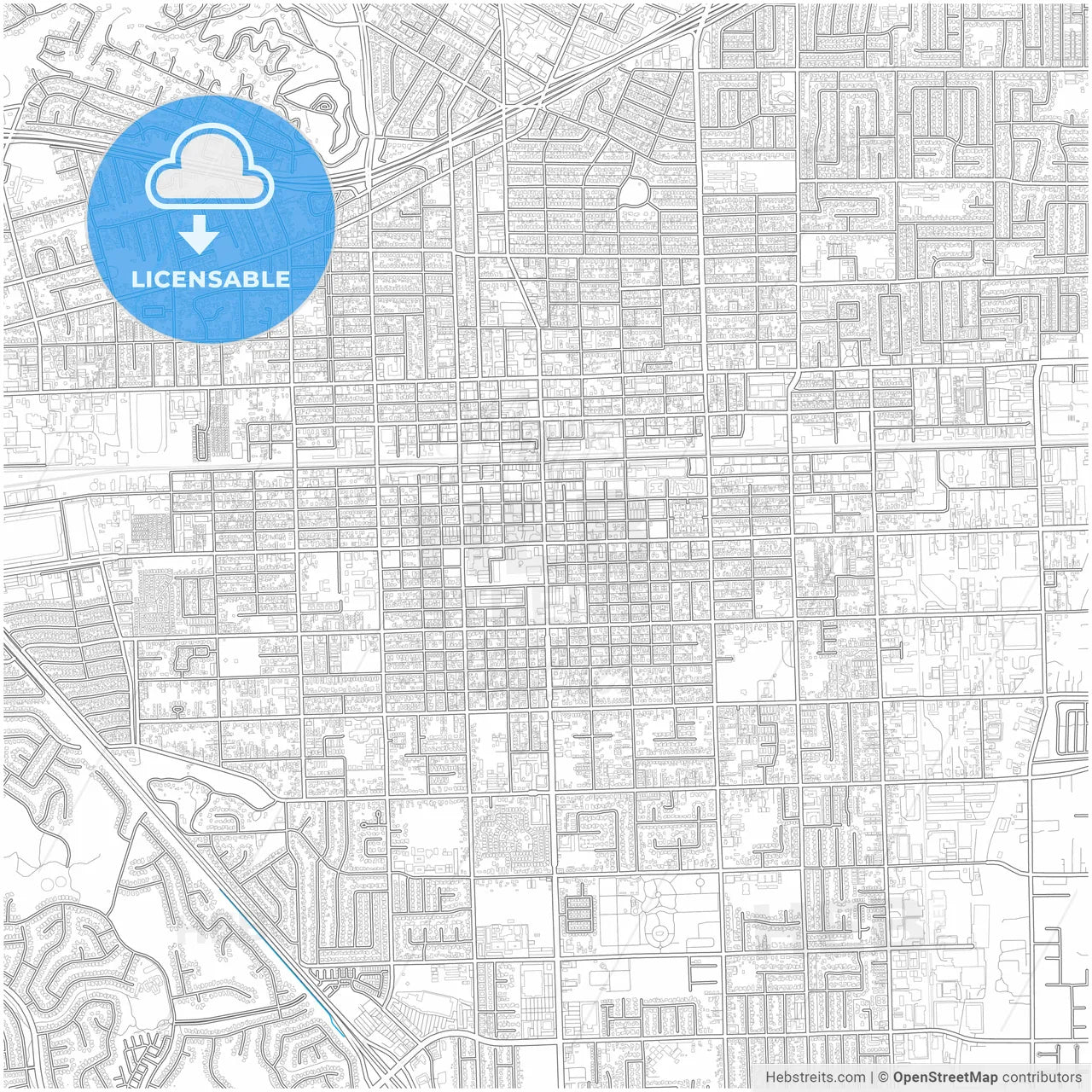 Pomona, California, United States, city map with high resolution roads.