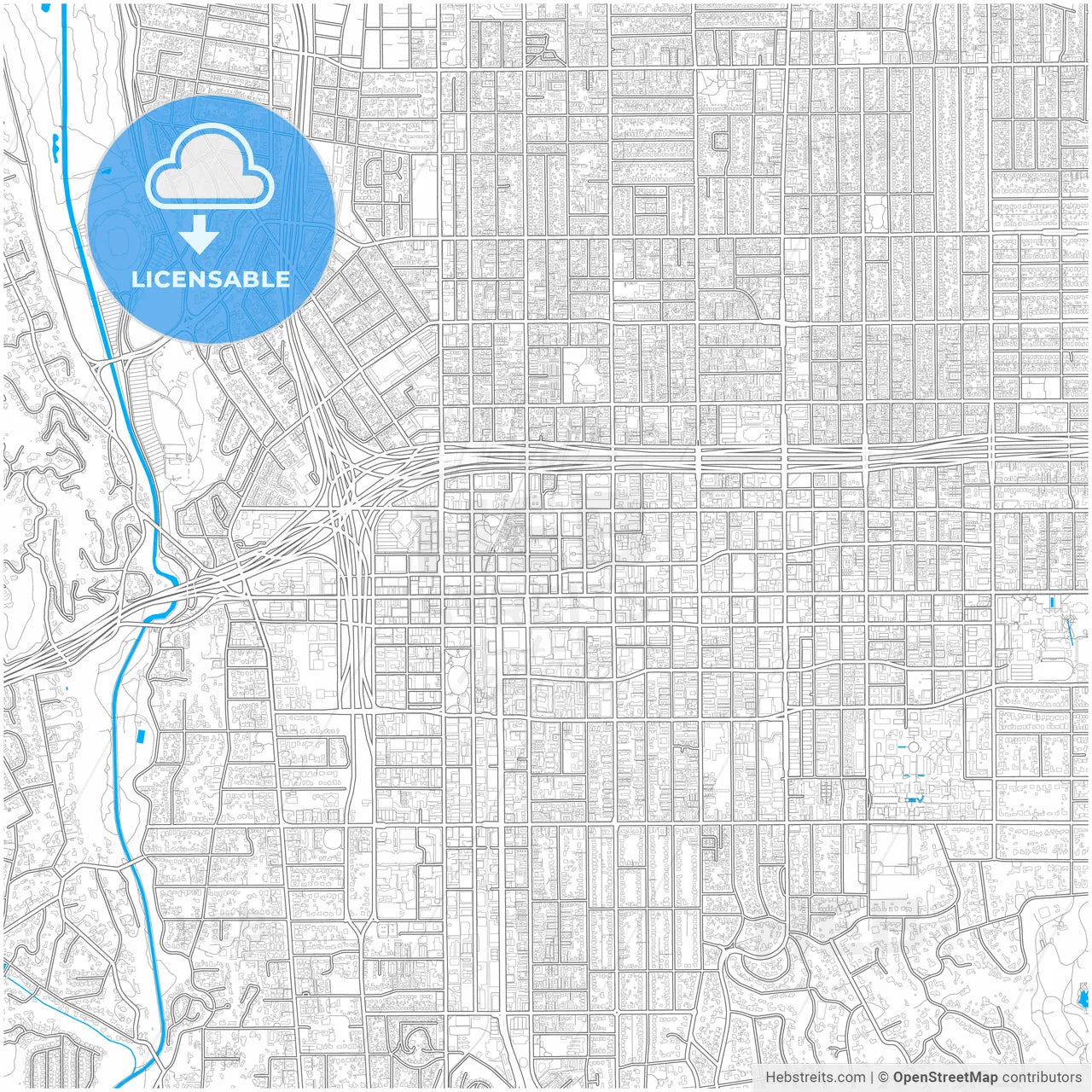 Pasadena, California, United States, city map with high resolution roads.
