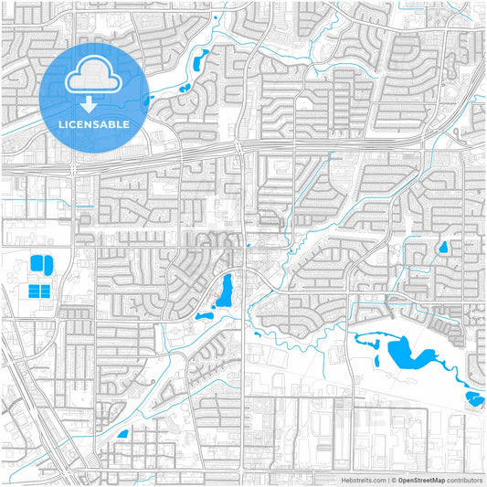 Carrollton, Texas, United States, city map with high resolution roads.