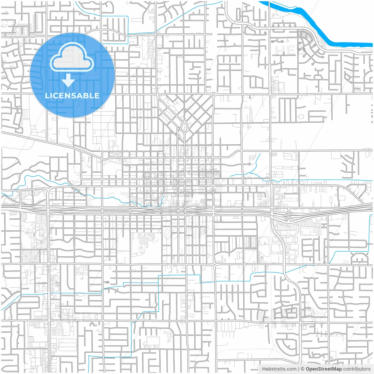 Visalia, California, United States, city map with high resolution roads.