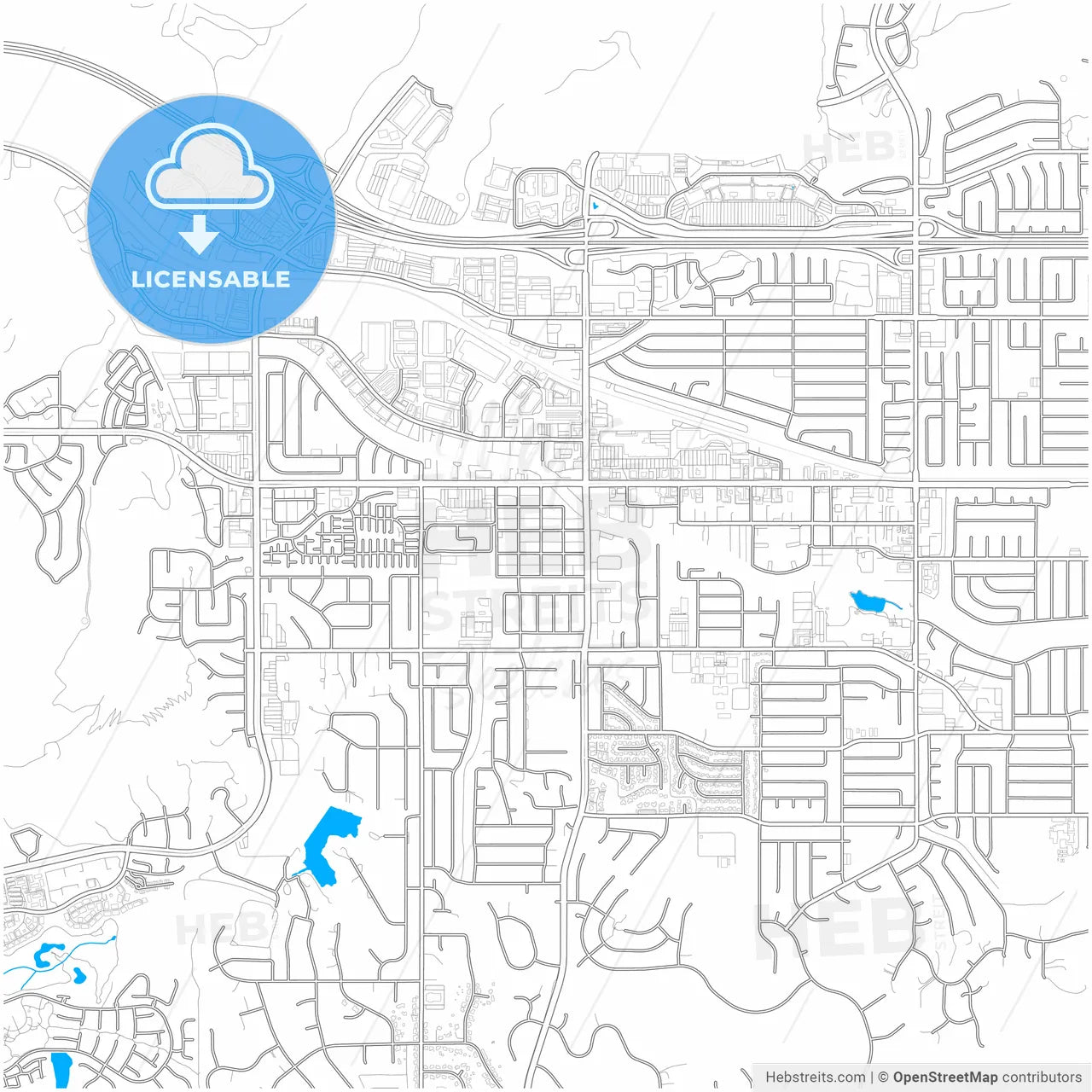 Simi Valley, California, United States, city map with high resolution roads.