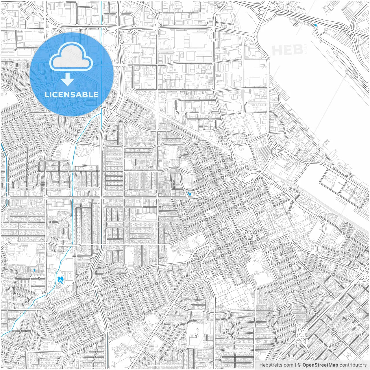Santa Clara, California, United States, city map with high resolution roads.