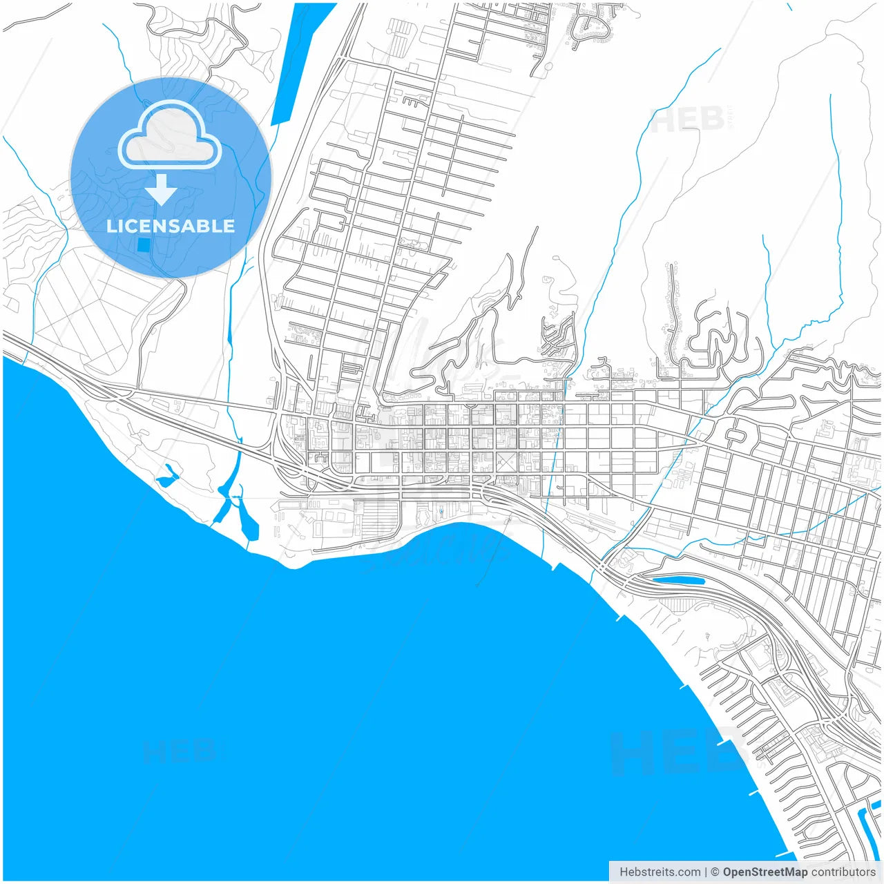 San Buenaventura, California, United States, city map with high resolution roads.