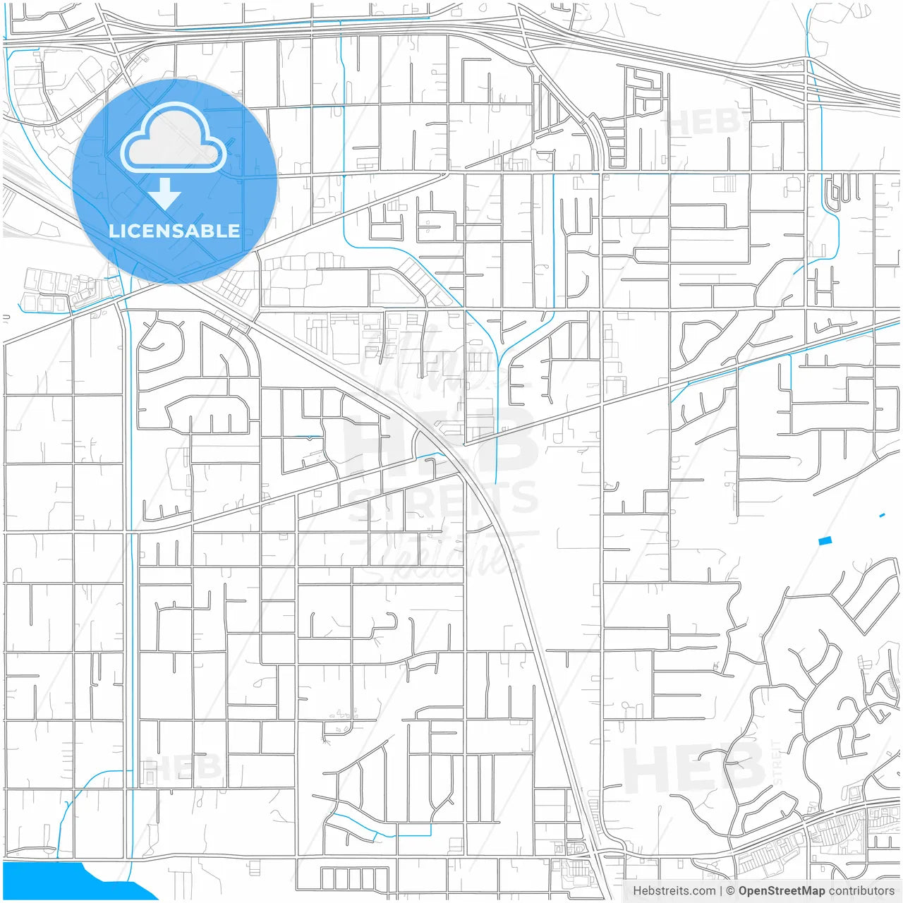Jurupa Valley, California, United States, city map with high resolution roads.